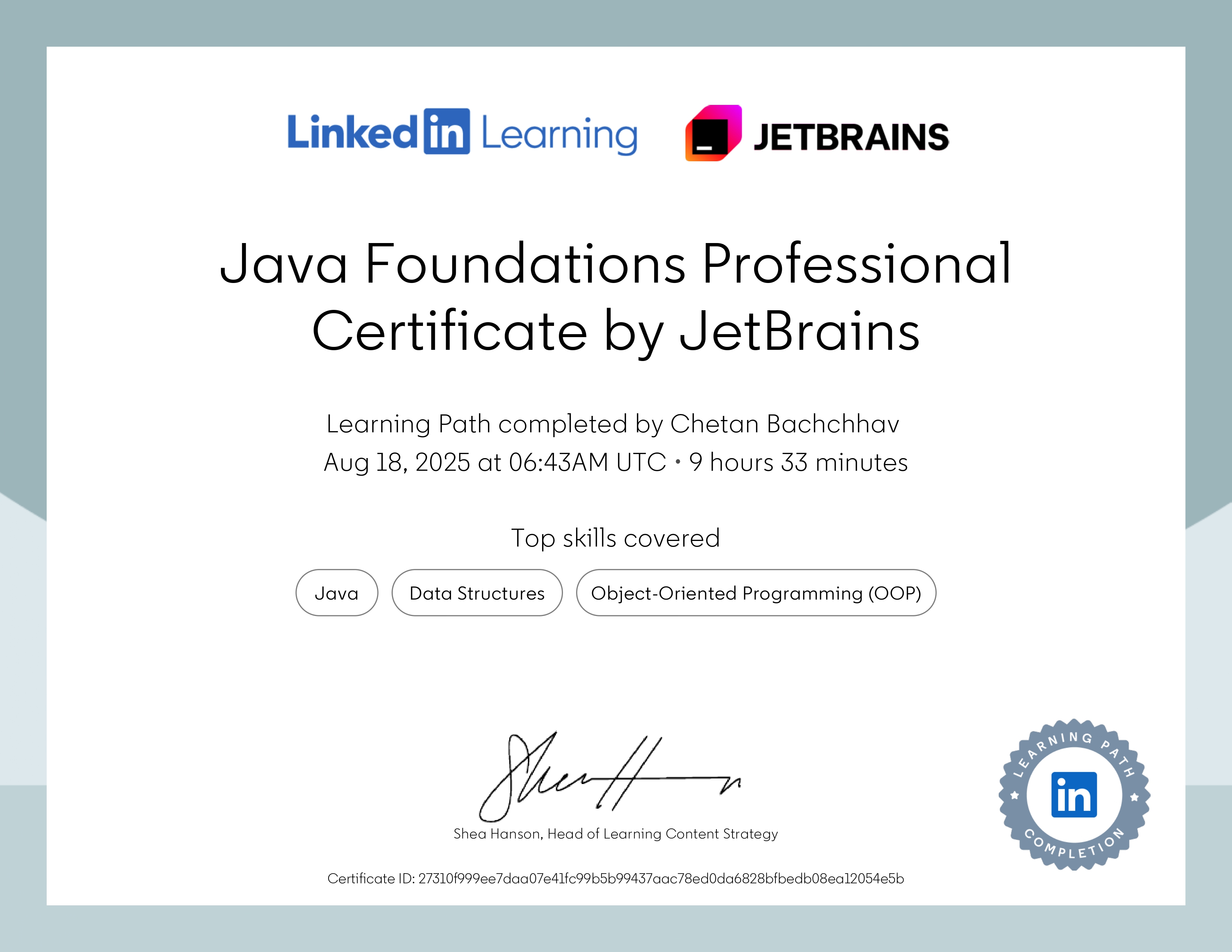 Java LinkedIn and Jet Brains
